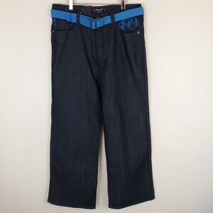 Y2K Deadstock DWNTWN Express Blue Embroidered Baggy Jeans